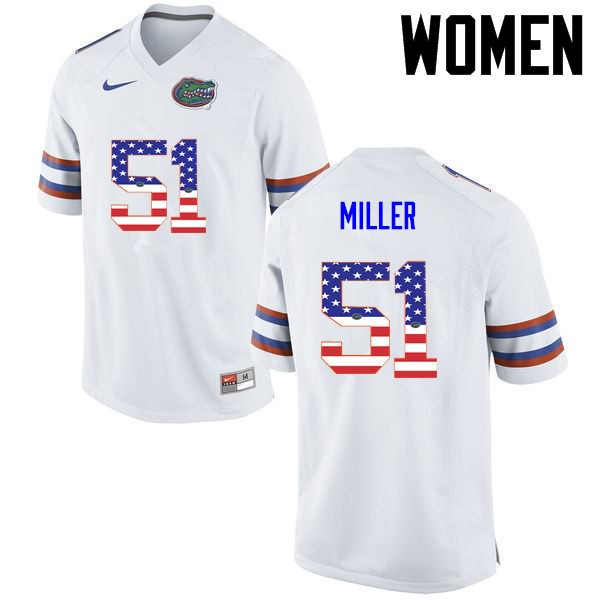 NCAA Florida Gators Ventrell Miller Women's #51 USA Flag Fashion Nike White Stitched Authentic College Football Jersey LIN4364PR